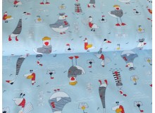 Baumwolle - Day at the beach hellblau